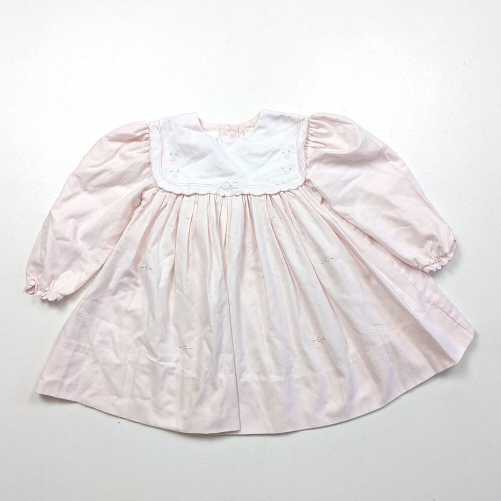 Sarah Louise England Girls Size 18m Pink Embroidered Bib Spring